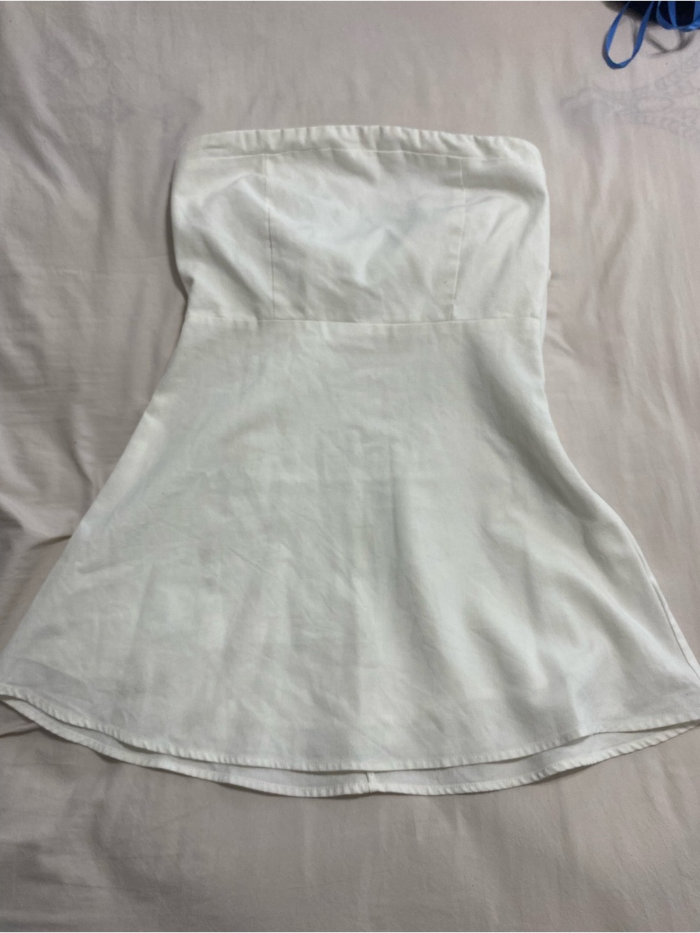 Altar'd State Strapless White Flared Mini Dress